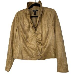 Inc International Concepts Python Lightweight Jacket Size L Petite Snap Ruffle